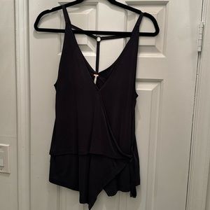 Free People Low V Neck Top Charcoal